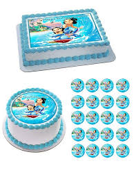 Lilo Stitch Edible Birthday Cake Topper Or Cupcake Topper Decor Cake Stitch Cake Cupcake Cakes