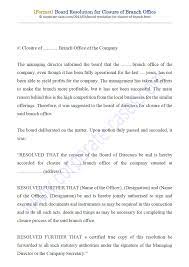 I, the undersigned, do hereby certify: Sample Board Resolution For Closure Of Branch Office