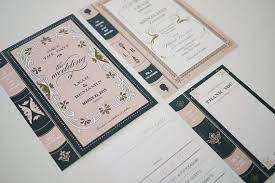Vintage Library Book Wedding Invitation Printable Set Of 4 Book Wedding Invitations Wedding Book Printable Wedding Invitations