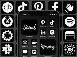 Black aesthetic wallpaper · black wallpaper. Ios 14 Black App Icons Bold Icon Pack For Aesthetic Dark Etsy Sweden