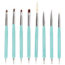 8pc Dual Sided Nail Art Brush And Dotting Tool Set Cute Turquoise Nail Art Brushes Nail Art Tools Nail Art Tool Kit