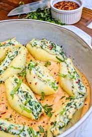 Vegan Ricotta Stuffed Shells With Creamy Pumpkin Sauce In 2021 Pumpkin Sauce Vegan Ricotta Vegan Pumpkin