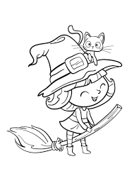 Coloriage sorciere balai chaudron et chat noir. Coloriages A Imprimer Gratuitement
