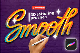 22 3d Lettering Stroke Brushes For Procreate Design Cuts