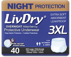 Amazon.com: LivDry Adult Incontinence Underwear, Overnight Comfort  Absorbency, Leak Protection (XXX-Large (40 Count)) : Health & Household
