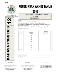 Salinan surat lantikan yang disahkan oleh pengetua / guru besar 3. Muka Depan Soalan Bi