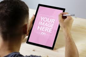 Man Using Surface Pro Tablet Mockup Mediamodifier In 2020 Surface Pro Tablet Surface Pro Tablet