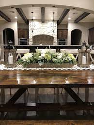Dough Bowl Floral Lanterns Rustic Runner Lanternsdecorlivingroom Dining Room Centerpiece Fall Dining Room Dining Centerpiece