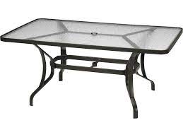 Rectangular glass dining room sets for small dining rooms are best in tempered glass. Tropitone Obscure Glass Cast Aluminum 66 W X 40 D Rectangular Dining Table With Umbrella Hole Tp500066gu