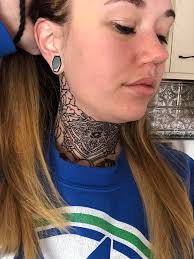 Take pride in your lines. Lion throat tattoo done by Adam Collins