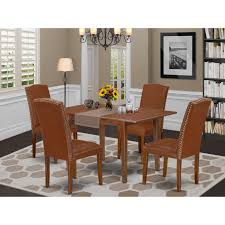 Check spelling or type a new query. Rectangle 48 60 Inch Kitchen Table And Parson Chairs In Brown Faux Leather Number Of Chairs Option Overstock 28986416