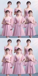 Blush Pink Sleeveless Ruffles Chiffon Short Bridesmaid Dresses Gaun Pengiring Pengantin Gaun Pengiring Pengantin