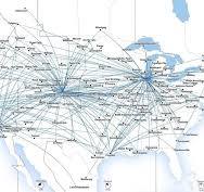 The scheme of airline routes of the company United Airlines ...