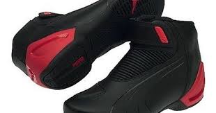 Puma Flat 2 V2 Motorcycle Shoes Black Red Brand New Last