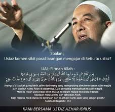 Ustaz azhar idrus fue un maestro famoso en malasia, es una figura popular como un predicador de la libre y moderna. Ustaz Azhar Fanclub Di Twitter Uai Digam Dari Memberi Ceramah Di Masjid Terengganu Ini Jawapan Ustaz