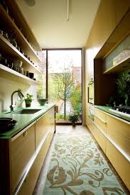 kitchen with bamboo cabinets and resin