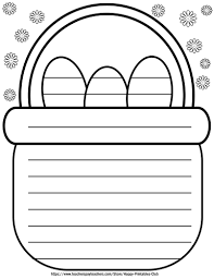 Write your letter on this easter themed stationery template featuring a comical bunny relaxing on green grass under a cherry tree and an easter egg. Easter Basket Writing Paper Easter Writing Paper