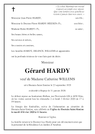 Deces De Monsieur Gerard Hardy Veuf De Catherine Willems 31 01 20 Fr Be Annonce Necrologique 298997