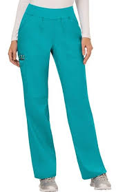 Womens Elastic Waistband Cargo Pull On Scrub Pant