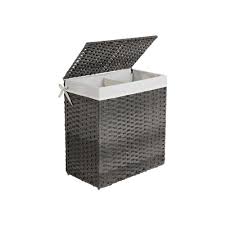 Gray Handwoven Double Laundry Hamper Songmics