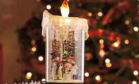 Flameless Lighted Candle Shaped Snow Globe Adorable Home