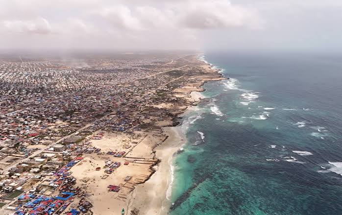 The endless sandy Somali coastline, AI generated