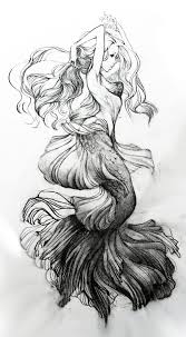 Black And White Mermaid Drawing Mermaid Mermaid Art Mermaid Tattoos Mermaid Tattoo