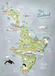 New Zealand Map Of North Island Giclee Art Print Lovely Etsy Map Of New Zealand New Zealand North New Zealand Travel