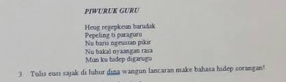 Ditilik tina wangun eusina, aya dua rupa puisi sunda, nyaeta puisi anu eusina mangrupa carita jeung puisi anu eusina henteu mangrupa carita. Tulis Eusi Sajak Di Luhur Dina Wangun Lancaran Make Bahasa Hidep Sorangan Bantu Ya Kakak Kakak Bsk Brainly Co Id