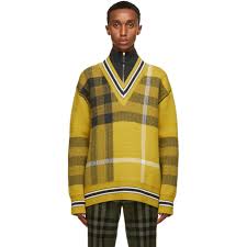 From chic dresses to jackets and footwear, shop women's clothes, with free delivery. Burberry Men S Fairhurst V Neck Plaid Knit Sweater In Yellow Modesens