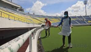 We'd like to thank mfl for its contribution to the pitch renovation works that will allow terengganu to return to the sultan mizan zainal abidin stadium. Stadium Sultan Mizan Zainal Abidin Disanitasi Sahih