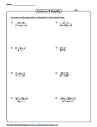 simplifying algebraic expression worksheets