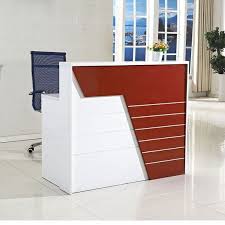 Creating a point of separation for the bride and groom, the sweetheart. White Red Office Reception Desk Counter Small Small Reception Desk Reception Desk Design Office Reception Table Design