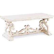 Plank detailing on the tabletop and lower shelf create the illusion of a reclaimed piece. Powell D1256a19ct Renck Coffee Table In Distressed White Wood