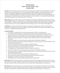 sample camp counselor job description