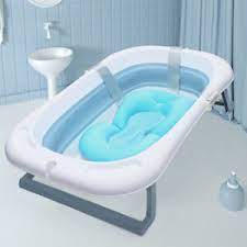 Foldable Baby Shower Bathtub Child Home Bathing Tub Thermometer Bath Mat Set Uk Ebay