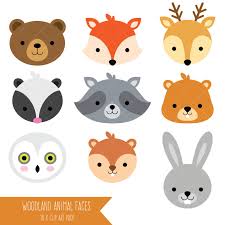 Woodland Animal Faces Clipart Photo Booth Masks Baby Shower Animal Faces Baby Shower Woodland Safari Baby Animals
