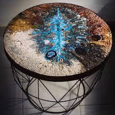 The Opal Table La Table D Opale Frompapertostone Just Magnificent Mosaic Furniture Mosaic Tile Table Mosaic Glass