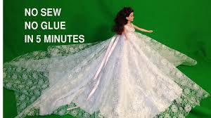 No Sew No Glue Barbie Wedding Gown Floral Dress Just In 5 Minutes Doll Wedding Dress Barbie Wedding Dress Diy Wedding Dress