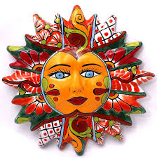 Mexican Wall Hanging Talavera Pottery Sun Face 10 Ts016 Pottery Sun Mexican Wall Art Talavera Pottery