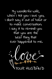 My Wonderful Wife When I Tell You I Love You I Don T Say It Out Of Habit Or To Make Conversation I Say It To Remind You That You Are The Best
