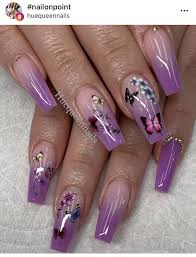 Do not worry, the designs are cute and cool enough that it will definitely catch your attention more. Butterfly Stickers On Purple Ombre Nails Lilac Nails Ombre Nails Glitter Purple Ombre Nails
