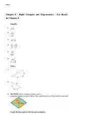 Trig applications geometry chapter 8 packet key : Chapter 8 Right Triangles And Trigonometry Pdf Name Chapter 8 Right Triangles And Trigonometry Get Ready For Chapter 8 1 2 3 4 5 6 7 8 9 Name 10 11 Course Hero