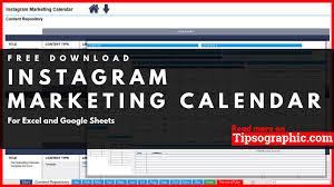 Instagram Marketing Calendar Template For Excel 2019 2020 2021 Free Download Free Download