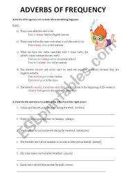 You would want to hear or see the word very good marked on your paper than just good. Adverbs Of Frequency Esl Worksheet By Maggie2009