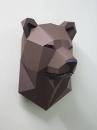 Papercraft Bear Head Pepakura 3d Low Poly Paper Sculpture Etsy Paper Sculpture Paper Crafts Paper Art