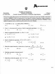 😥atenção:alguns usuários estão tendo problemas ao baixar os exames dentro do app. Exame Nacional Mocambique 12Âª Classe Matematica 1Âª Epoca 2010 Conceitos Matematicos Ensino De Matematica