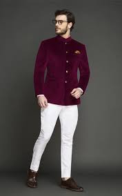 Signature Maroon Velvet Jodhpuri Suit Custom Made By A I Hangrr Mens Indian Wear Blazer Outfits Men Fashion Suits For Men