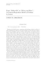 PDF) From “Either‐Or” to “When and How”: A Context‐Dependent Model of  Culture in Action