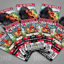 Angry Birds Ticket Style Cartoon Invites Ticket Style Birds Cartoon
